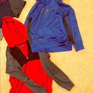 hoodies :  nike , fila. size extra large and large